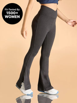 Kica - Criss-Cross Cotton Flare Pants With Slit At Ankle