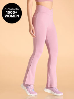 Two-Tone Crisscross Cropped Top and Slit Flare Pants Set main image 1