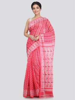 PinkLoom - Women's Soft Cotton Jamdani Saree Without Blouse Piece
