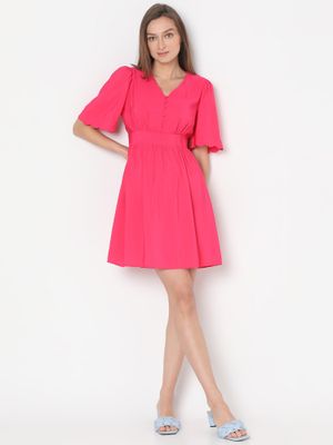 Buy VERO MODA Pink Fit & Flare Dress Online