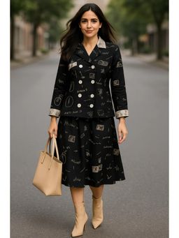 Diiwataa - Black Abstract Print Co-Ord Set