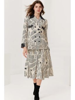 Diiwataa - White Newspaper Print Co-Ord Set