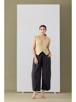 MARKKAH STUDIO - Beige Ecru Vest Top with Pant