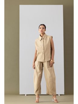 MARKKAH STUDIO - Beige Creme Oxford Co-Ord Set