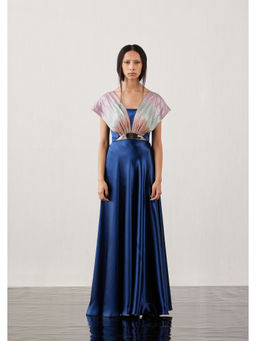 AKHL - Blue Interwoven Gradient Glass Yarns Dress