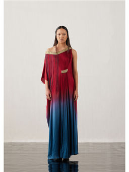 AKHL - Red Asymmetric Gradient Kaftan Dress