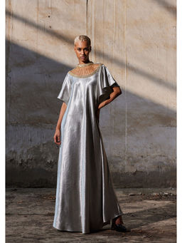 AKHL - Silver Sequins Embroidered Bias Dress