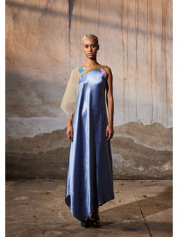 AKHL - Blue Asymmetric Cap Sleeve Dress