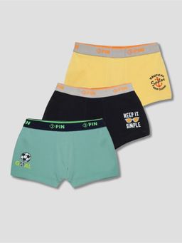 3PIN - Boys Solid Cotton Assorted Trunks (Pack of 3)
