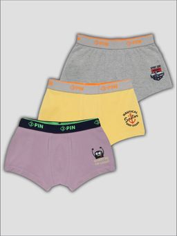 3PIN - Boys Solid Cotton Assorted Trunks (Pack of 3)