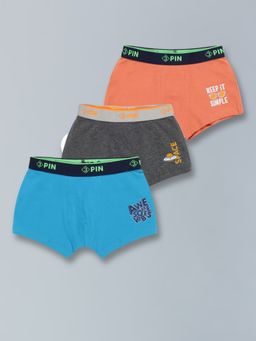 3PIN - Boys Solid Cotton Assorted Trunks (Pack of 3)