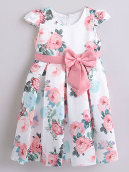 Hopscotch - Girls Pink Floral Print Party Dress