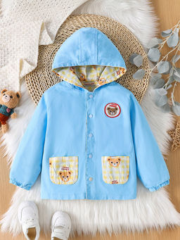 Hopscotch - Boys Blue Teddy Bear Print Full-Sleeve Jacket