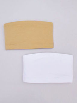 Hopscotch - Girls Beige and White Solid Tube Bras - Pack of 2