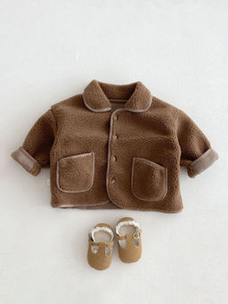 Hopscotch - Boys Brown Dog Applique Full-Sleeve Long Coat