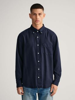 GANT - Men Blue Solid Regular Fit Shirt