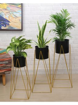 Homesake - Metal Planters Indoor 3 Pieces Diamond Gold