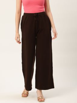 RVK - Women Coffee Solid Knitted Winter Palazzos