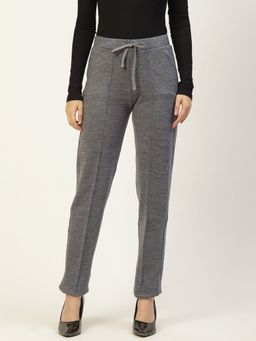 RVK - Women Dark Grey Acrylic Blend Woolen Trousers