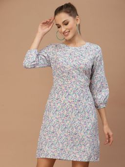 KASSUALLY - Lavender Floral Printed A-Line Dress
