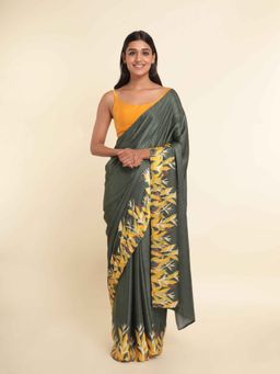 Suta - Green Printed Viscose Rayon Saree