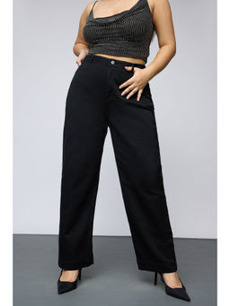 FREAKINS - Curve Pitch Black Straight Legged Jeans