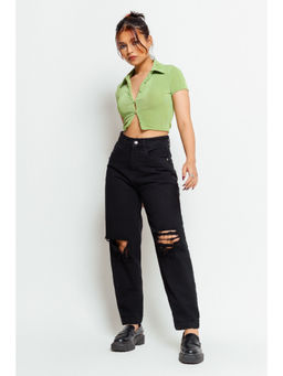 FREAKINS - Black Distressed Baggy Jeans