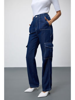 FREAKINS - Deep Blue Utility Pocket Cargo Jeans