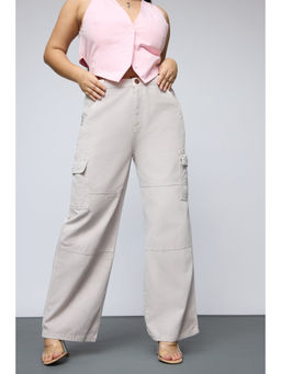 FREAKINS - Curve Cream Cargo Jeans