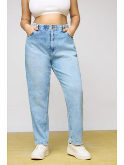 FREAKINS - Curve Elasticated Light Blue Mom Jeans