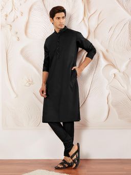 Vastramay - Men Black Solid Kurta and Pyjama (Set of 2)