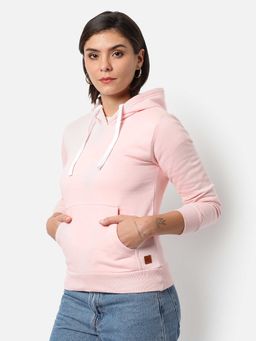 Campus Sutra - Womens Pink Sweatshirt With Hoodie