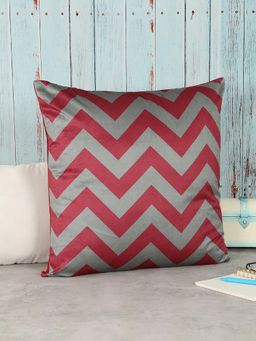 India Circus by Krsnaa Mehta - Carmine Chevron Blended Velvet Cushion Cover