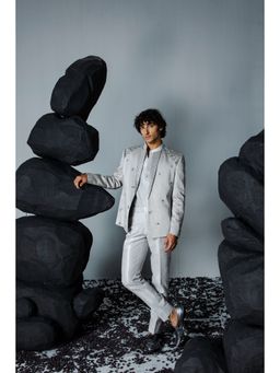 CONTRAST BY PARTH - Grey Chrome Jacket with Shirt & Pant (Set of 3)