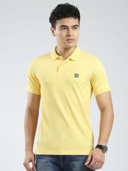 Rock.it - Mens Yellow Solid Collar Neck Polo T-Shirt