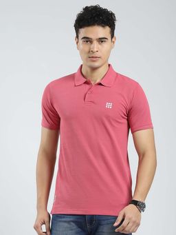 Rock.it - Mens Pink Solid Collar Neck Polo T-Shirt