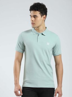 Rock.it - Mens Light Green Solid Collar Neck Polo T-Shirt