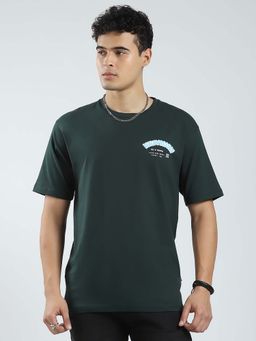 Rock.it - Mens Green Printed Round Neck T-Shirt