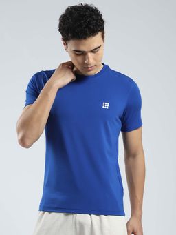 Rock.it - Mens Blue Solid Round Neck T-Shirt