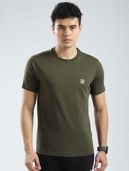 Rock.it - Mens Olive Solid Round Neck T-Shirt