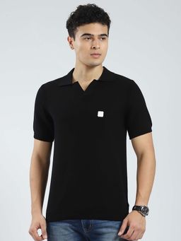 Rock.it - Mens Black Solid Collar Neck Polo T-Shirt