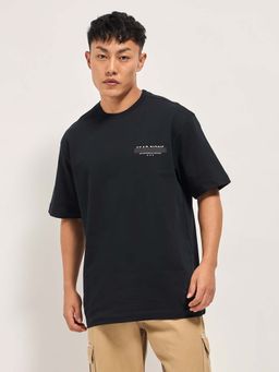 The Bear House - Mens Black Cotton Oversize T-Shirt