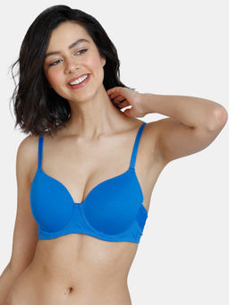 Zivame - Snuggle Up Padded Wired 3/4th Coverage T-Shirt Bra - Princess Blue