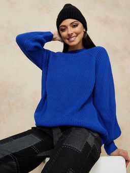Styli - Blue High Neck Regular Fit Sweater