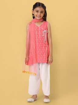 Nautinati - Pink Printed Kurti with Palazzo and Dupatta (Set of 3)