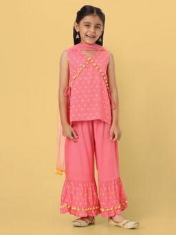 Nautinati - Pink Printed Kurti with Sharara and Dupatta (Set of 3)