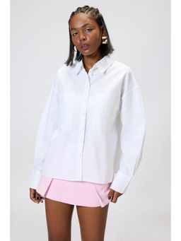 FREAKINS - Solid White Oversized Full Sleeves Shirt