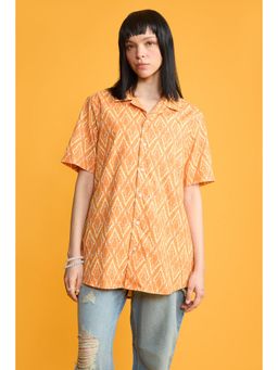 FREAKINS - Orange Printed Women Resort Shirt