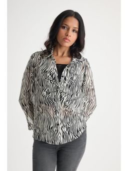 FREAKINS - Zebra Printed Sheer Shirt