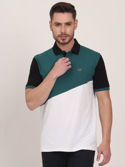 JadeBlue - Multi-Color Cotton Blend Color Block Polo T-Shirt